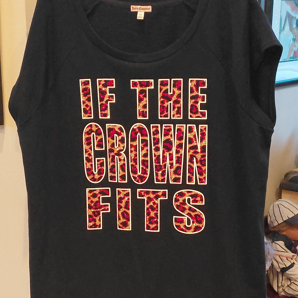 Juicy Couture Black Graphic Tee "If The Crown Fits"